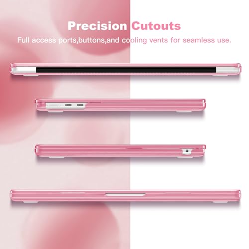 Teryeefi Pink Case for MacBook Air 13.6 inch 2025 2024 2022 Fit Model A3240/A3113/A2681, Laptop Hard Shell with Keyboard Cover Trackpad Film USB Adapter for MacBook Air 13 inch M4 M3 M2, Cherry W128 - color: Cherry Pink W128