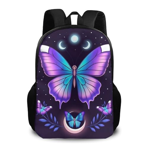 Travel Laptop Backpack, Water Resistant Computer Bag, Fashion Durable Travel Bag For Women Men Magic Moon Moth Mystical Goth Astrology Art - color: Color573