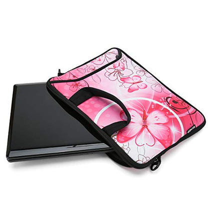 10 inch Messenger Bag Carrying Case Sleeve with Handle Accessory Pocket Fits 7 to 10-Inch Laptops/Notebook/Kids tablet (7-10.2 inch, Pink Butterfly) - color: Pink Butterfly, size: 7-10.2 inch
