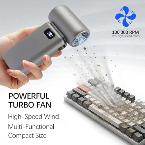 Electric Air Duster – 100000RPM Cordless Violent Fan Blower with 5-Speed Settings, Fast Charging, Brushless Motor, Dust Removal for Car, PC, Keyboard, Home, Outdoor Use