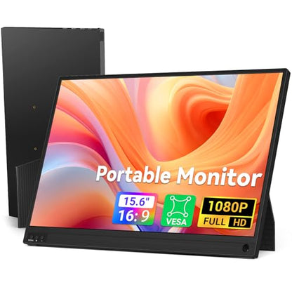 HotYeah Portable Laptop Monitor, 15.6" 1080P FHD USB-C HDMI Travel Monitor | FreeSync IPS External Computer Screen w/Kickstand, Extra External Display for Laptop PC Mac Phone Tablet Switch Xbox PS5 - size: 15.6"