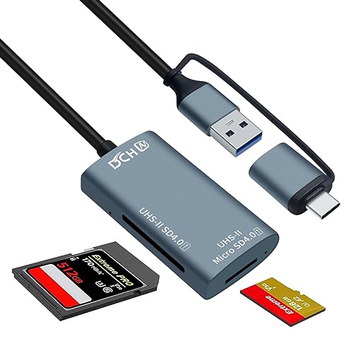 DCHAV UHS-II USB C to SD Card Reader USB 3.0 A OTG Adapter Dual Connector Converter for Micro SD TF SDHC SDXC Microsd Compatible with Computer PC Laptop SD 4.0 Camera Memory Card Android Phone Mac
