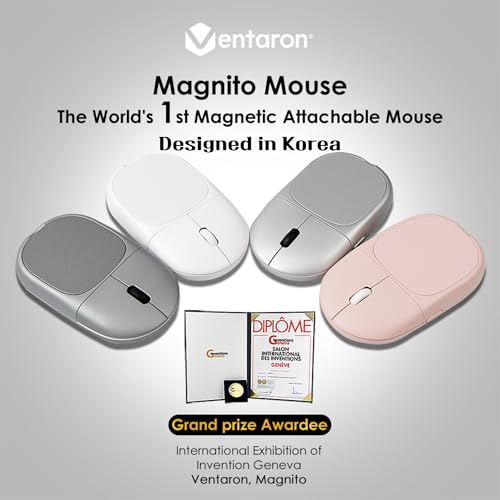 Magnito – Magnetic Wireless Bluetooth Mouse for MacBook, iPad, Laptop, Windows, Chrome OS, Linux – Compact & Portable, Attachable, Silent Clicks – The Best Travel Mouse (Pink) - color: Pink