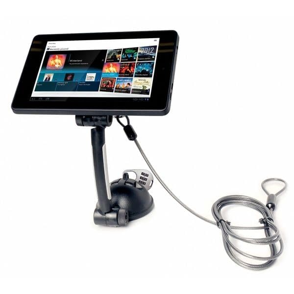 CTA Digital Strong Suction Mount Stand with Theft Deterrent Lock & Adhesive Plate and Resettable Lock Combination to Attach Tablets and Smartphones to Desks, Tables, & Walls (PAD-SMT)