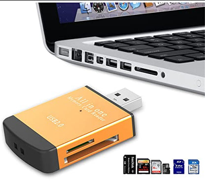 TXY 4 in 1 Card Reader USB2.0 to SD Micro SD TF MS MMC M2 Cardreader for Laptop PC Smart Card Reader SD Card Reader 4 in 1 Card Adapter (Black) - color: Black