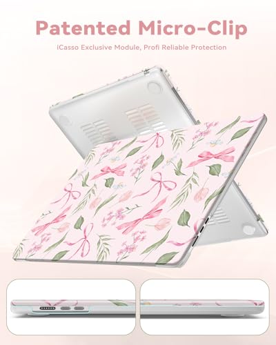 iCasso Compatible for MacBook Air 13 inch Case M5 M4 M3 M2 2026 2025-2022 Release Model A3449 A3240 A3113 A2681, Sturdy Protective Sweet Pattern Hard Shell 13.6 MacBook Air Case, Flower Bow Pink - color: Flower Bow Pink
