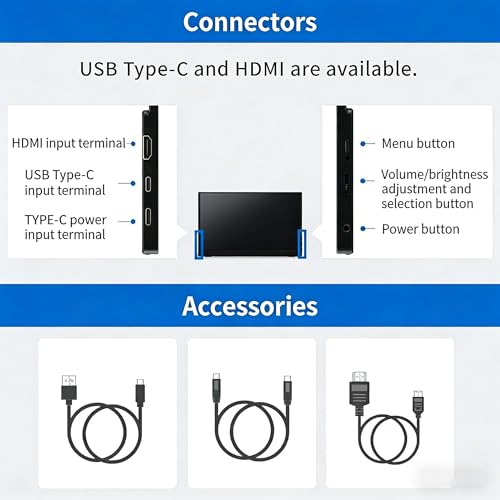 13.5" Portable Monitor 2256x1504 IPS Laptop Screen, Slim Lightweight Dual USB C HDMI Computer Gaming Display with Speakers, Travel Monitor for PC Phone PS5/4 Xbox Switch