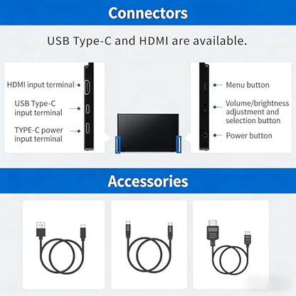 13.5" Portable Monitor 2256x1504 IPS Laptop Screen, Slim Lightweight Dual USB C HDMI Computer Gaming Display with Speakers, Travel Monitor for PC Phone PS5/4 Xbox Switch