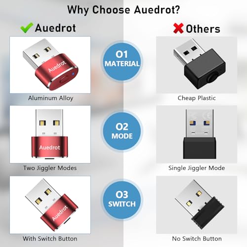 Auedrot Mouse Jiggler USB Mover with Switch Button, Automatic Mouse Wiggler with 2 Jiggle Modes, Plug & Play, Keep Computer/Laptop Awake, Orange - color: Orange, style: 1 PCS