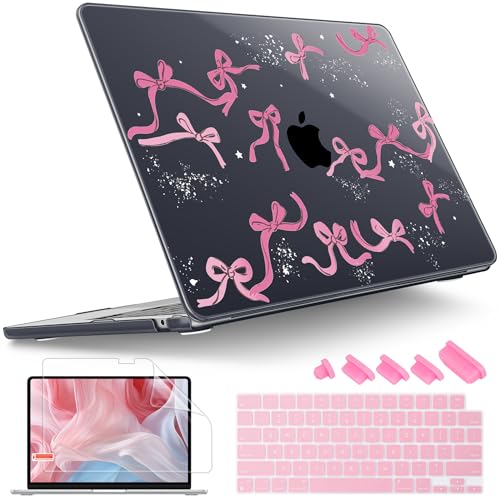 Tuiklol for MacBook Air 13 inch Case M5 2026 M4 2025 M3 2024 M2 2022 Release Model A3449 A3240 A3113 A2681,Plastic Hard Shell Cover for MacBook Air 13.6 with Touch ID, Black Bow - color: Bow