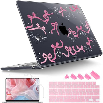 Tuiklol for MacBook Air 13 inch Case M5 2026 M4 2025 M3 2024 M2 2022 Release Model A3449 A3240 A3113 A2681,Plastic Hard Shell Cover for MacBook Air 13.6 with Touch ID, Black Bow - color: Bow
