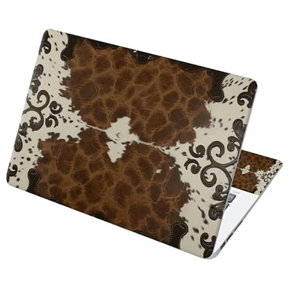 Universal Laptop Skin Sticker with 2 Wrist Pad Decals, 3-Piece Removable Vinyl Laptop Cover, Western Cow Print Waterproof Anti-Scratch, Easy-Trim Fit for 13.3" 14" 15.6" Laptops - color: Western Cow Print