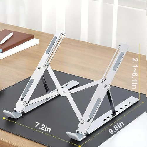 Foldable Laptop Stand, Laptop Holder Riser, Computer Tablet Stand, Compatible with 10-15.6 Inch Laptops, iPad, Phones, Tablets (Black, White)