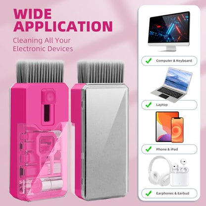 Keyboard Cleaner & Laptop Cleaning Kit, All-in-1 for Computer PC, HotPink | Electronics Deep Cleaning Reusable Brush Tool, Screen-Safe Spray, for iPhone iPad Macbook Airpod Camera, Gaming Accessories - color: HotPink
