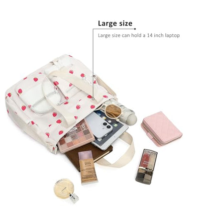 Phaoullzon Kawaii Messenger Bag Cute Purse Girls/Teens Crossbody Tote for Work - color: Strawberry, style: Large(can Fit 14" Laptop)