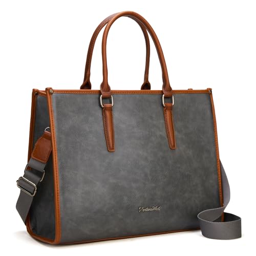 Montana West Laptop Tote Bag for Women 15.6 Inch Computer Bags Business Office Work Briefcase With Adjustable Shoulder Strap - color: Grey