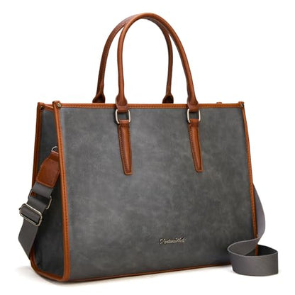 Montana West Laptop Tote Bag for Women 15.6 Inch Computer Bags Business Office Work Briefcase With Adjustable Shoulder Strap - color: Grey