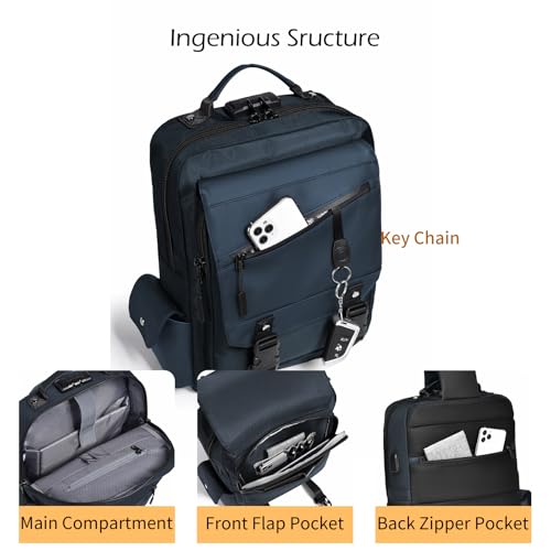 Crossbody Messenger Bag for Men: 13L Multi-pocket Satchel Sling Bags - color: Dark Blue