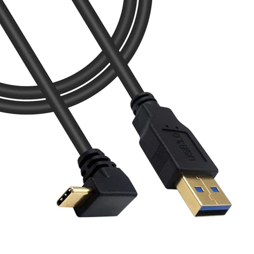 5Ft 90 Degree USB Type C Cable, USB A 3.0 to USB C 3.1 Up & Down Angle Charging Cable Suitable for Mobile Phones, Tablets, Laptops, USB Chargers, Game Consoles, etc 1.5M/5feet