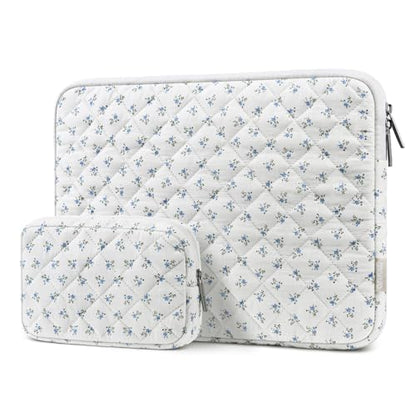 MOSISO Laptop Case 16 inch, 15-15.6 inch Puffy Laptop Sleeve Bag, Blue | Compatible with MacBook Pro 16 M5 M4 M3 M2 M1, HP Acer Dell Lenovo ASUS,Charming Floral Square Quilted Carrying Bag&SmallCase - color: Blue, size: 16 inch