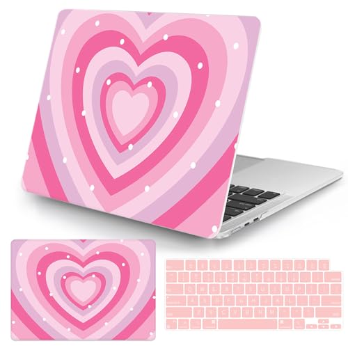 Seorsok Compatible with MacBook Pro 13 inch Laptop Case 2020 Release M1 A2338/A2251/ A2289 Touch ID Protective Plastic Hard Shell Case & Keyboard Cover，Cute Lovely Heart - color: Pink Heart, size: Pro13（A2338 M1 A2251 A2289 A2159 A1989 A1706）