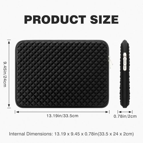 RAINYEAR 13 Inch Laptop Sleeve Shockproof Diamond Foam Padded Case, Black | Protective Soft Fluffy Lining Case for 14'' MacBook Pro/Max 13.3" MacBook Air/Pro M1 M2 M3 M4 M5 13.3" PC Notebook Chromebook - color: Black, size: 13"-13.3"