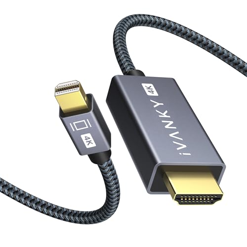 IVANKY 4K Mini DisplayPort to HDMI Cable 6FT, 4K@30Hz Thunderbolt to HDMI | [Alum Shell/Nylon Braided/Optimal Chip Solution], Mini DP to HDMI for MacBook Air/Pro, Surface Pro/Dock, Monitor, Projector - color: 6.6FT-Grey, size: 4K@30Hz