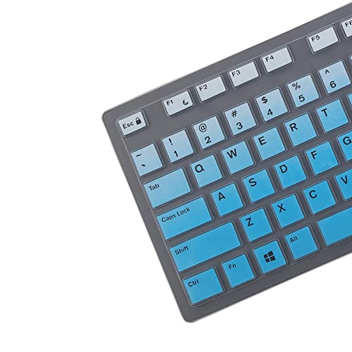Keyboard Cover Skin for Dell KM636 KB216 KB216t KB216d KB216p Wired & Wireless Keyboard, Dell Optiplex 5250 3050 3240 5460 7450 7050, Dell Inspiron Desktop 24" 27" 5400 5490 7700 7790 3475 3670 3477 - color: Gradual Blue