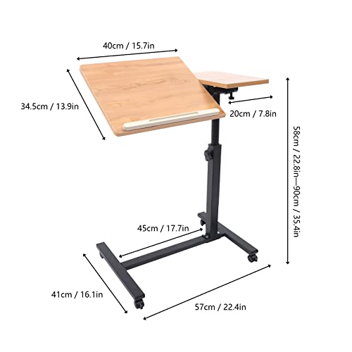 Mobile Computer Desk,Standing Laptop Stand,Adjustable Bedside Standing Height Ajustable Movable and Lockable Rolling Computer Desk for Place Your Computer,Laptop, Books