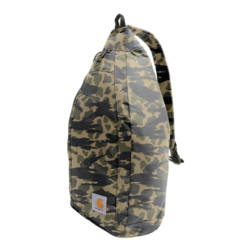 Carhartt Durable Sling Bag, Crossbody Backpack with Side Release Buckle, Tablet Sleeve and Adjustable Strap, Blind Duck Camo - color: Crossbody Backpack (Blind Duck Camo)