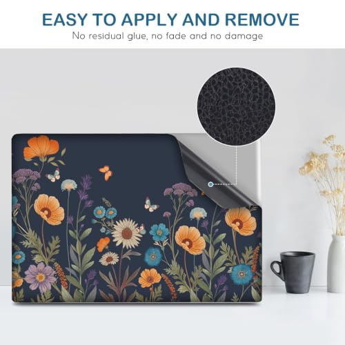 DINKY 13 13.3 14 15.4 15.6 Inches Laptop Skin Sticker Decal Netbook Skin Sticker,15.6" Flora Universal Reusable Notebook Art Decal Protector Cover, Flowers Plants Butterflies - color: Flowers Plants Butterflies