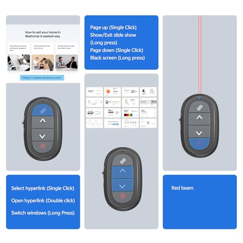 Ring-Style Presentation Clicker, Wireless Presenter Remote with USB Receiver（USB-A/C） | Hyperlink Control, Plug & Play, Carrying Case - size: Pro: USB A/C
