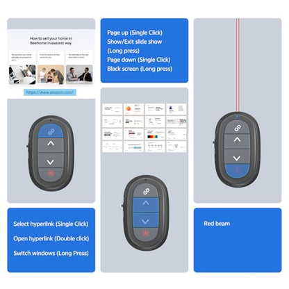 Ring-Style Presentation Clicker, Wireless Presenter Remote with USB Receiver（USB-A/C） | Hyperlink Control, Plug & Play, Carrying Case - size: Pro: USB A/C