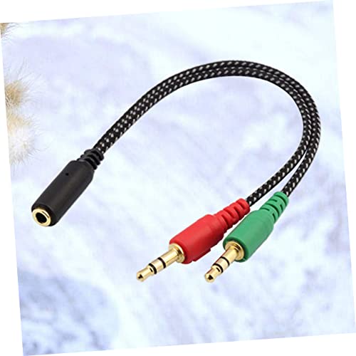 NUOBESTY Female to Dual Male Headset Adapter Cable Audio Splitter for Headphones Microphone Compatible with Laptop and Mobile Devices Durable Stereo Converter