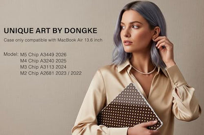for MacBook Air 13 Inch (13.6 Inch) Case, M5/M4/M3/M2 Chip 2026 2025 2024 2023 2022, Hard Plastic Printed Cover with Screen Protector & Keyboard Cover & Dust Plugs, Brown Polka Dots - color: Brown Polka Dots
