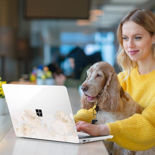Batianda Case for Microsoft Surface Laptop 13 inch 2025 2026, Gold Lotus | Fits Model 2095, Artistic Patterns Ultra-Slim Lightweight Scratch-Resistant Hard Shell with Professional Protection - color: Gold Lotus