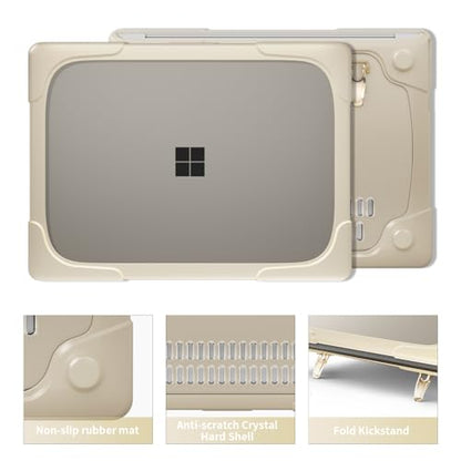 Batianda Durable Stand Case for Microsoft Surface Laptop 13.8 Inch, Khaki | Ergonomic Foldable Stand, Heavy Duty Matte Hard Shell, Fits 2024-2026 Surface Laptop 7/8th Edition for Business 13.8 Inch - color: Khaki