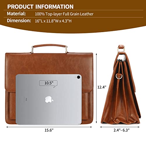 Jack&Chris Mens New PU Leather Attache Briefcase Traditional Messenger Lawyer Bag, MBYX015 - color: Coffee