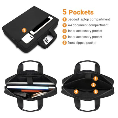 TECOOL Laptop Bag 15 15.6 16 Inch, Waterproof Laptop Carrying Case Sleeve | Messenger Bag Briefcase with Shoulder Strap for 15 15.6 16 Inch Lenovo HP Dell Acer ASUS Notebook, MacBook Pro 16,Black - color: Black, size: 15.6-16 Inch