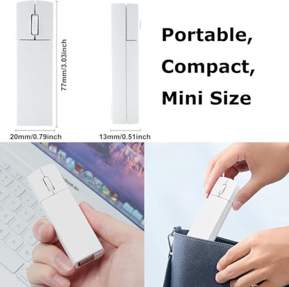 Wireless Mouse Mini Bluetooth 5.1/5.0 & 2.4Ghz Tri Mode Mice,Small Silent Portable Compact Finger Mice, Cute Tiny Travel White Mouse for MacBook Chromebook PC Laptop Computer Tablet Office School Gift - color: White