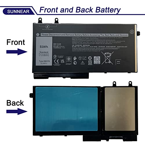 51Wh R8D7N 1V1XF Battery for Dell Latitude 5400 5500 Precision 3540 355 | 3-Cell 11.4V 4255mAh; Battery Replacement for Dell Inspiron 7590/7591/7791 2-in-1; 4GVMP W8GMW 0R8D7N H82T6 0C5GV2 - size: 8.78*5.08*1.1 inches R8D7N