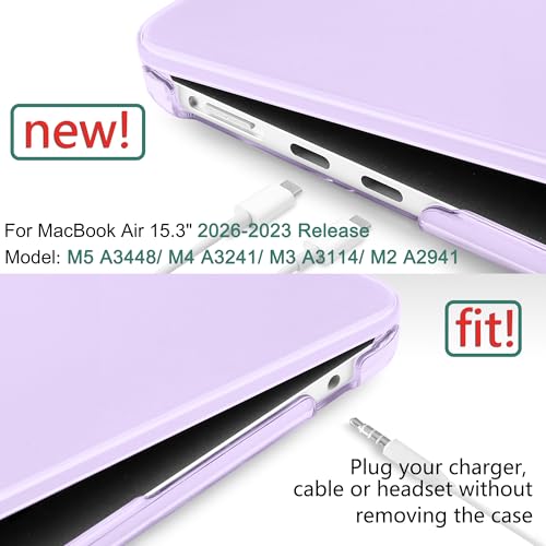 for MacBook Air 15 Inch Case M5 M4 M3 M2 (2026-2023) A3448 A3241 A3114 A2941, Protective Hard Shell Cover Compatible with Touch ID & Liquid Retina Display - Crystal Purple - color: Crystal Purple