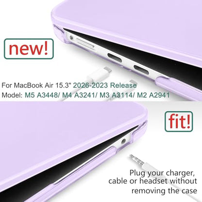 for MacBook Air 15 Inch Case M5 M4 M3 M2 (2026-2023) A3448 A3241 A3114 A2941, Protective Hard Shell Cover Compatible with Touch ID & Liquid Retina Display - Crystal Purple - color: Crystal Purple