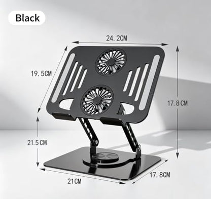 Aluminum Rotatable Laptop Stand | Dual Cooling Fans, Height Adjustable - color: Pink