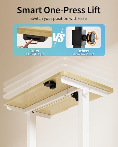 Okin Electric Standing Desk 31.5x19.7 Inches Small Computer Desk-Whole Piece Stand up Desk with Wheels Gaming Rolling Home Office Desks, Oak - color: Oak+casters, size: 31.5 Inch