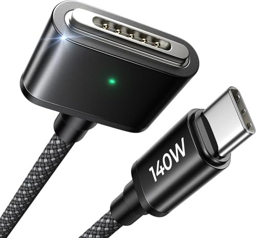 LISEN USB-C to Magnetic 3 Cable (3.3FT/Black) for M4 MacBook Air Pro Charger, 140W Magnetic Safe 3 Cable for MacBook Air (15''/13'' M4 2025, M3 2024, M2 2023, M2 2022), Pro (16"/14" 2024/2023/2021) - color: Black, size: 3.3FT