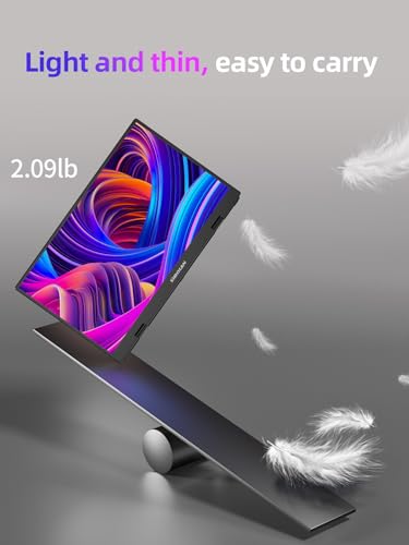 Portable Monitor, 15.6” Display, 1080P Full HD Resolution, IPS Panel, 300 Nits Brightness, 60Hz Refresh Rate, USB-C/HDMI, Plug & Play, Height-Adjustable Stand, Gaming & Travel