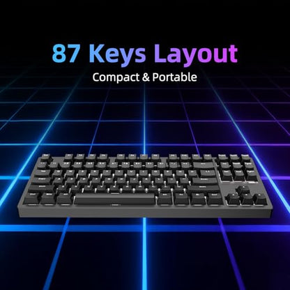 IROK FE87 V2 Wired TKL Layout Mechanical Keyboard, Support SODC, Gasket Structure, Hot Swappable, Gaming Keyboard (Black/Twilight Smoke Switch) - color: black, size: Twilight Smoke Switch