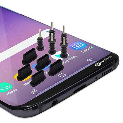 USB C and 3.5mm Dust Plugs 5 Pairs with SIM Tool and Cleaning Brush, Black | Protects USB C and 3.5mm audio ports, helps block dust and lint, reusable covers, compact device care set - color: Black, 5 Pairs, size: 5 Pairs