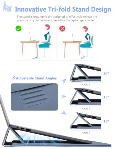 HYZUO 13.3-14 Inch Laptop Case Sleeve with Adjustable Stand, Haze Blue | for MacBook Pro 14 M5/M4/M3/M2/M1 Pro/Max A3426 A3427 2026-2021, MacBook Air/Pro 13.3, 13.8-13.5 Surface Laptop - color: Haze Blue, size: 13.3-14 Inch